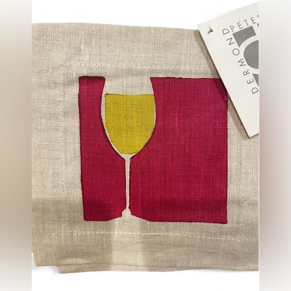 Dermont Peterson Linen Cocktail Napkins Set of 4 Mixed Prints Hand-Printed NWT - Picture 4 of 5
